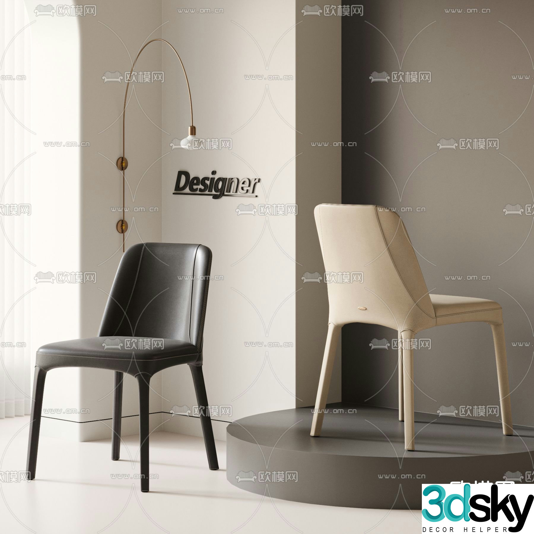 leather chair dining chair 3d model