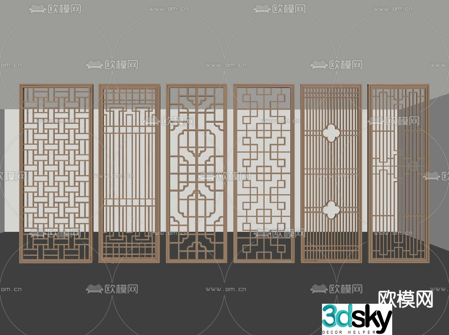New Chinese-style screen partition 3D model