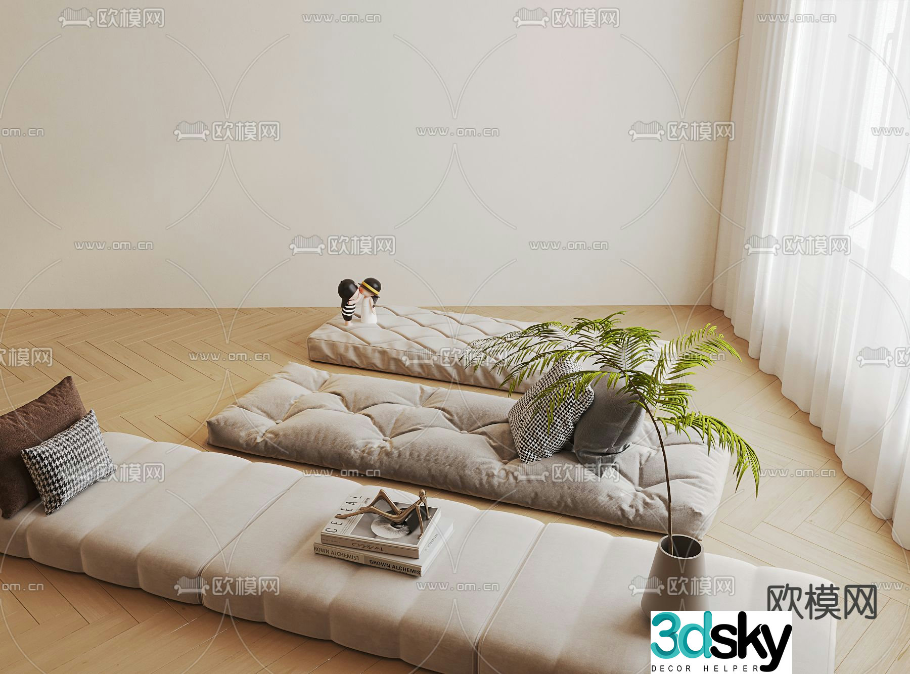 Cushion bay window cushion soft cushion pillow tatami cushion 3D model