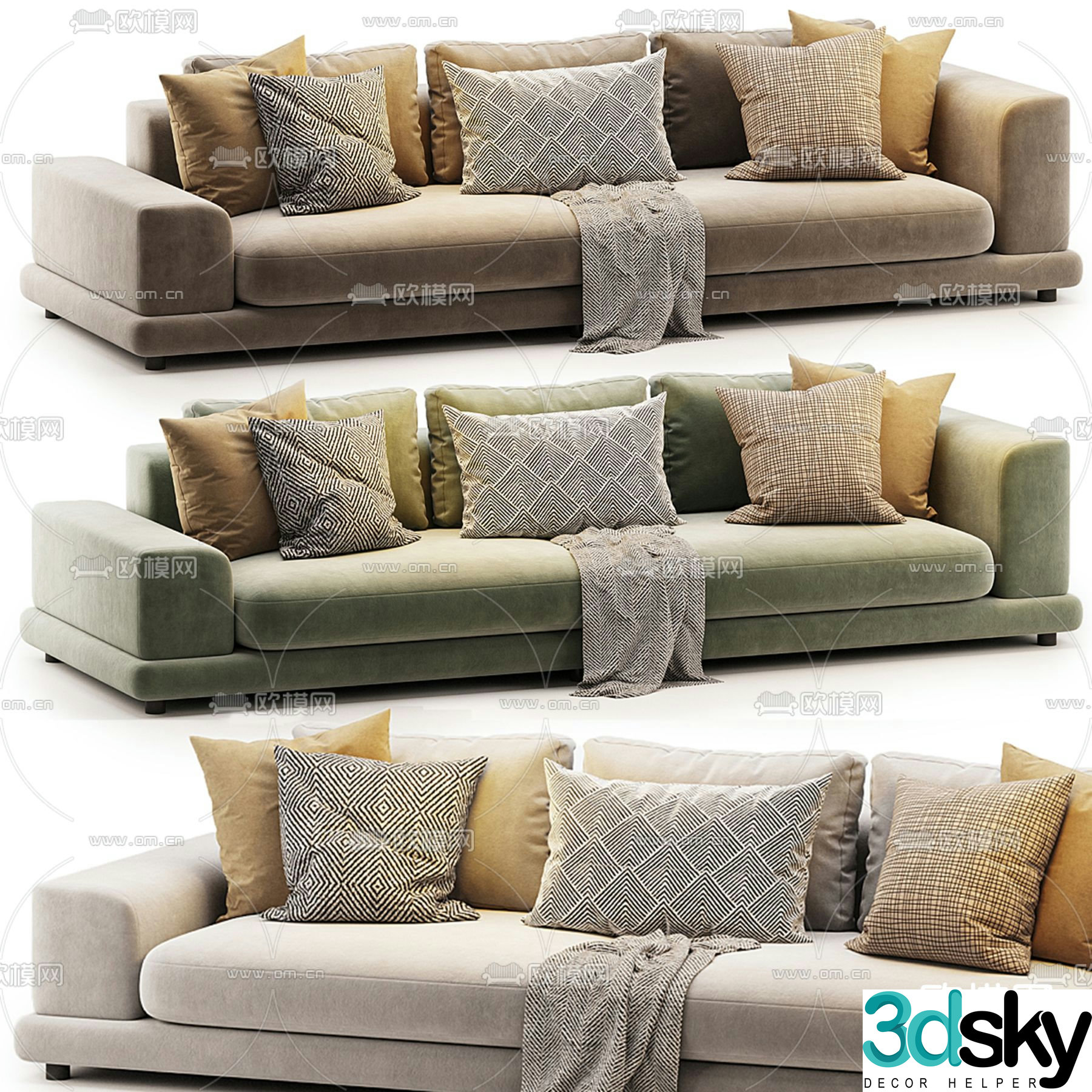 Double sofa upholstered sofa 3d model