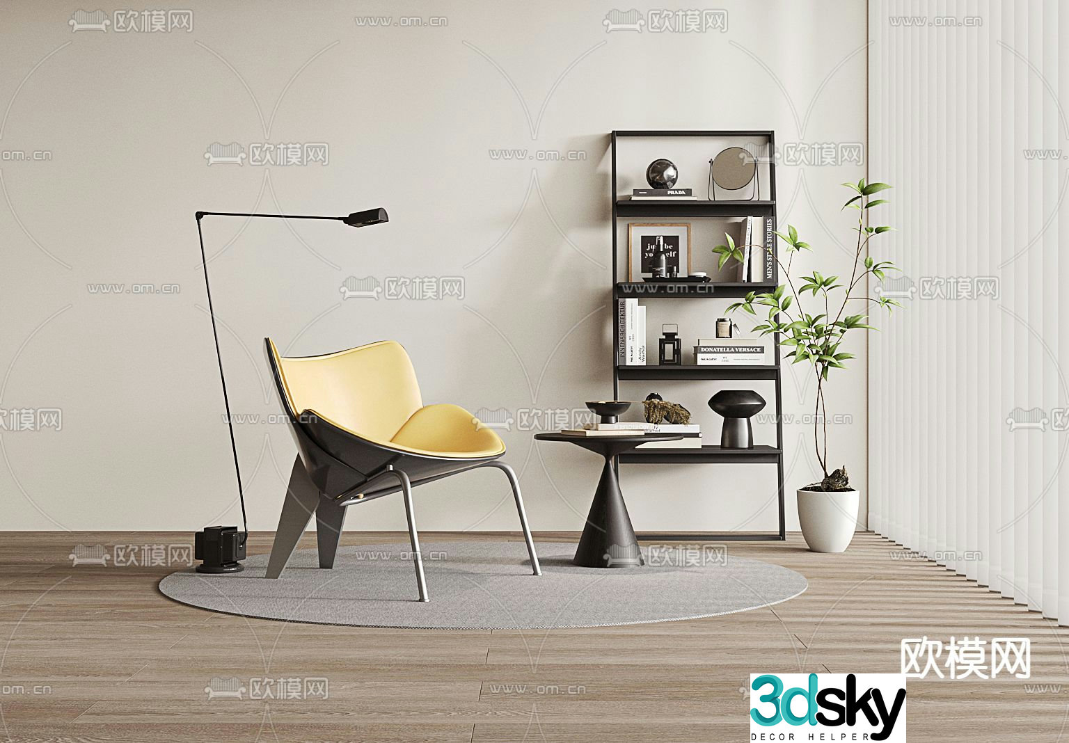 Leisure chair side table corner table storage rack 3d model