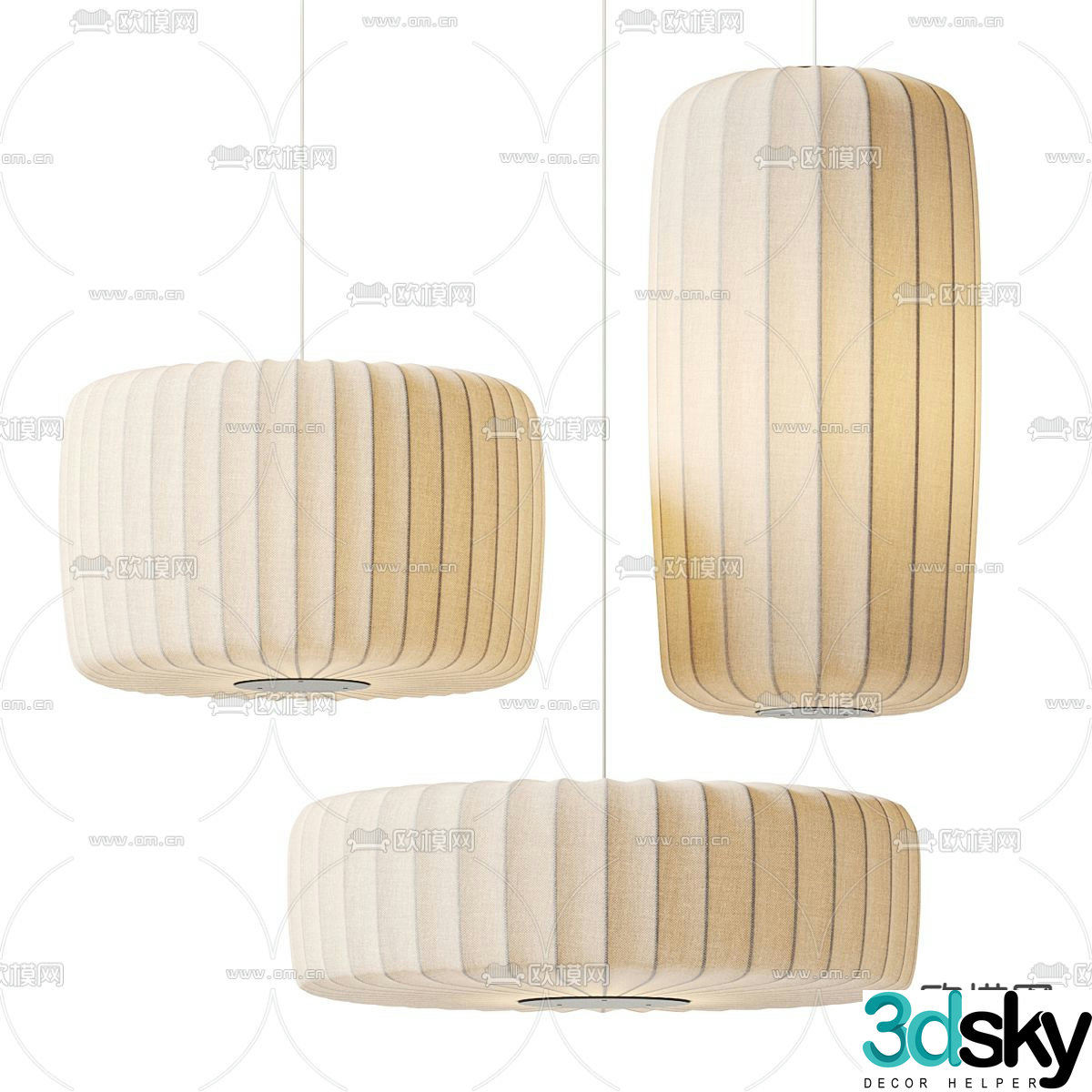 New Chinese lantern chandelier 3d model