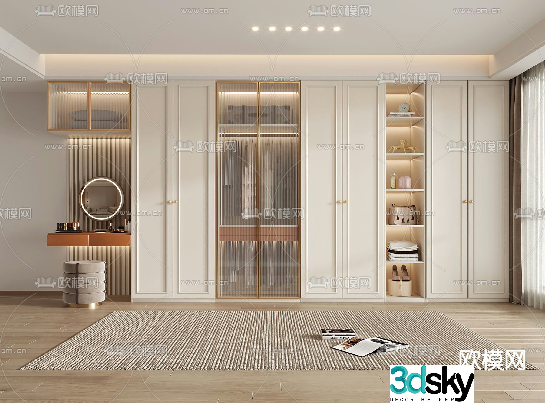 Simple European Wardrobe Wardrobe 3D model