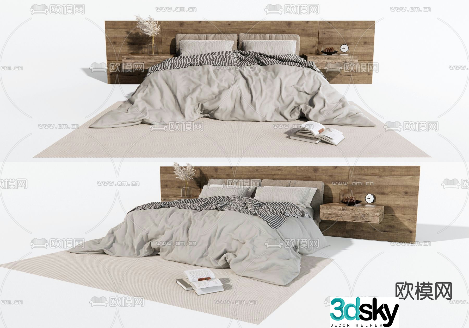 Modern double bed 3d model