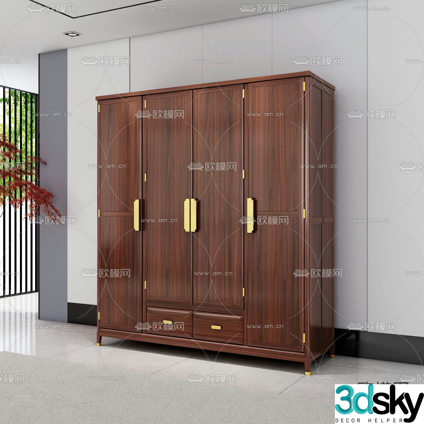 Chinese style wardrobe wardrobe 3d model
