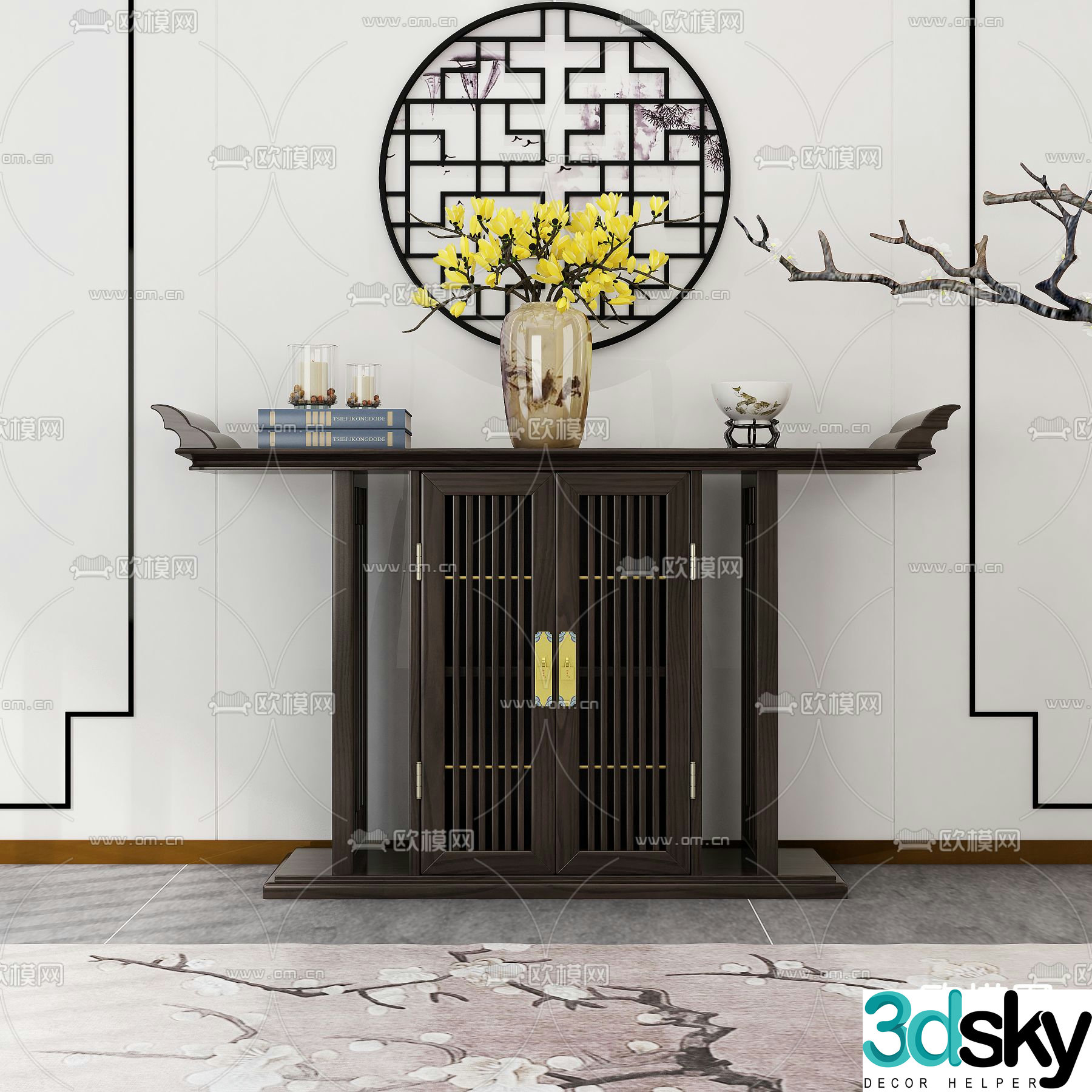 Chinese style entrance cabinet Duanjingdai 3D model