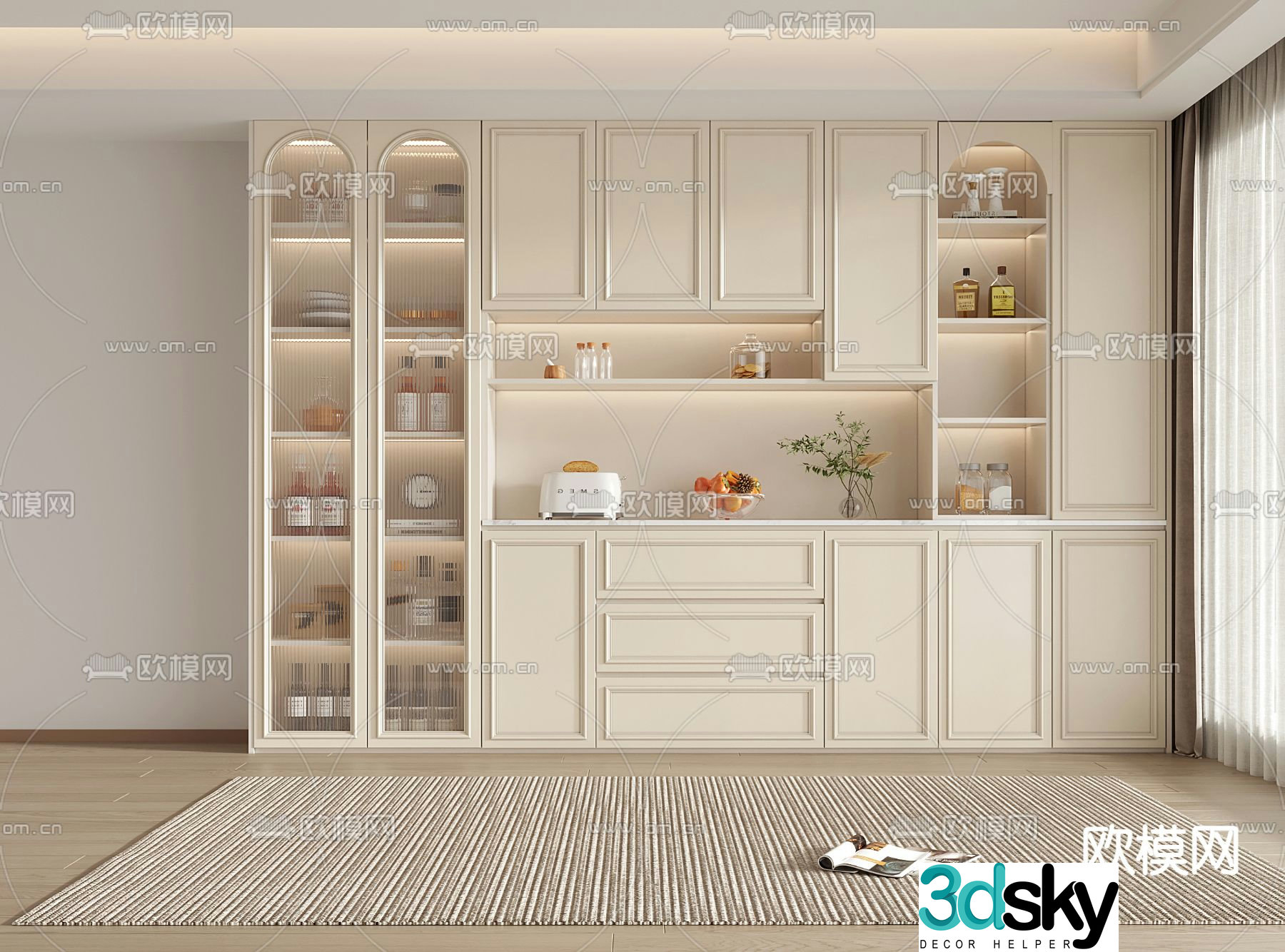 French wine cabinet sideboard 3d model