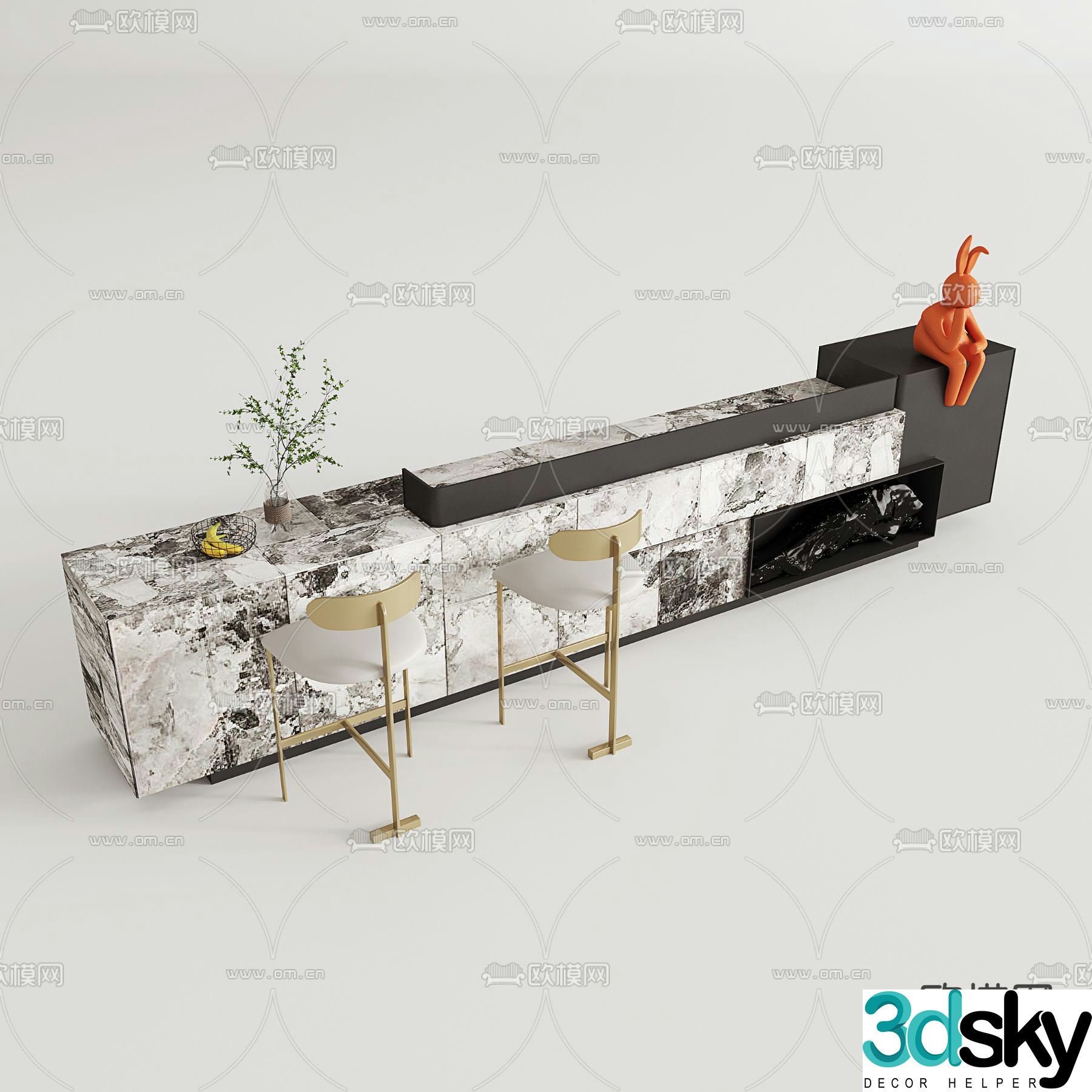 Bar water bar service desk 3D model