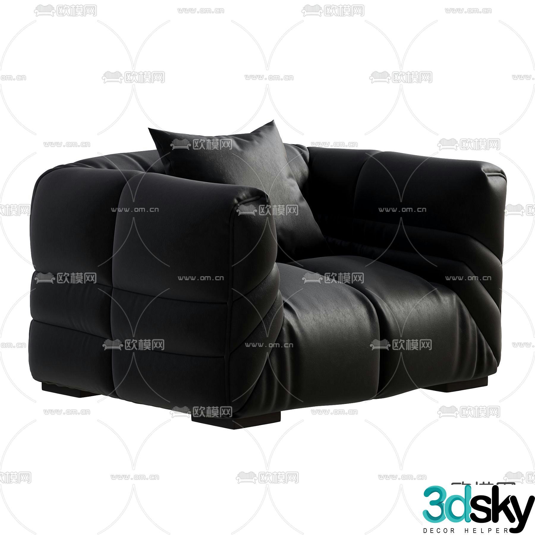 Single sofa black sofa 3d model