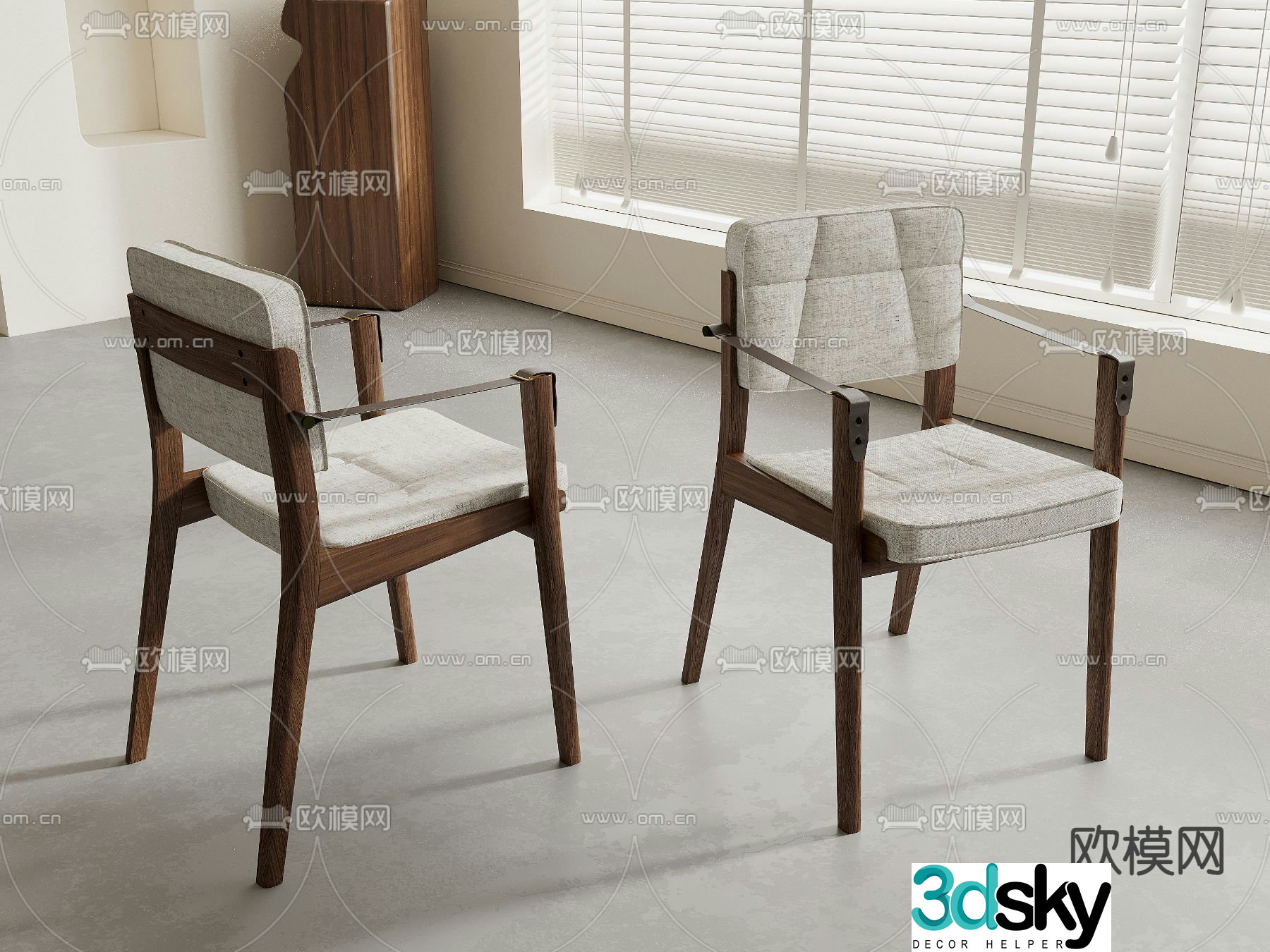 Wabi-sabi chair dining chair 3d model