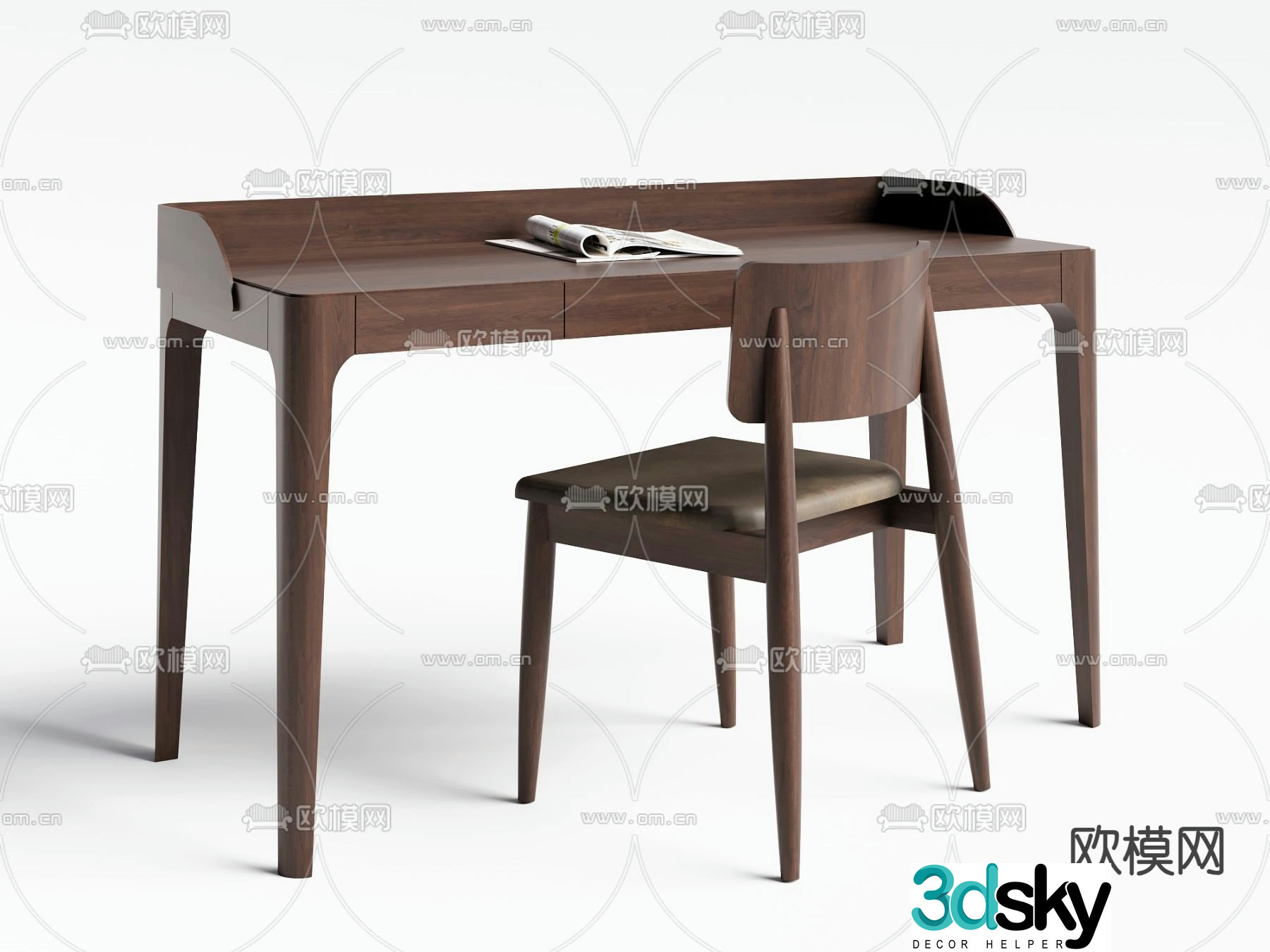 New Chinese style desk study table 3d model
