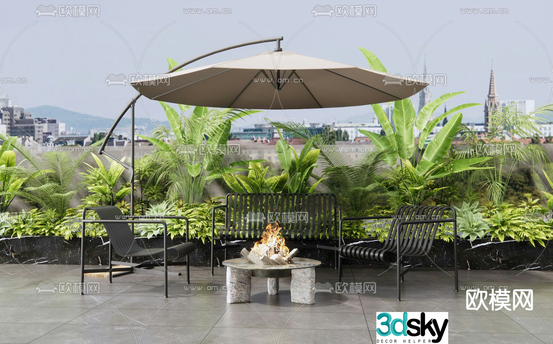 Outdoor sofa modular sofa 3d model