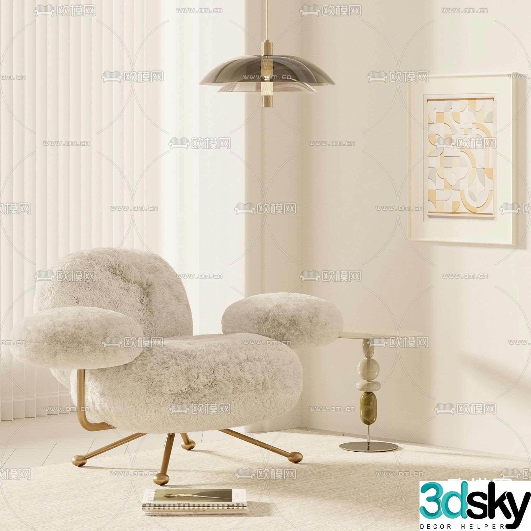 Leisure chair sofa chair sherpa chair 3d model