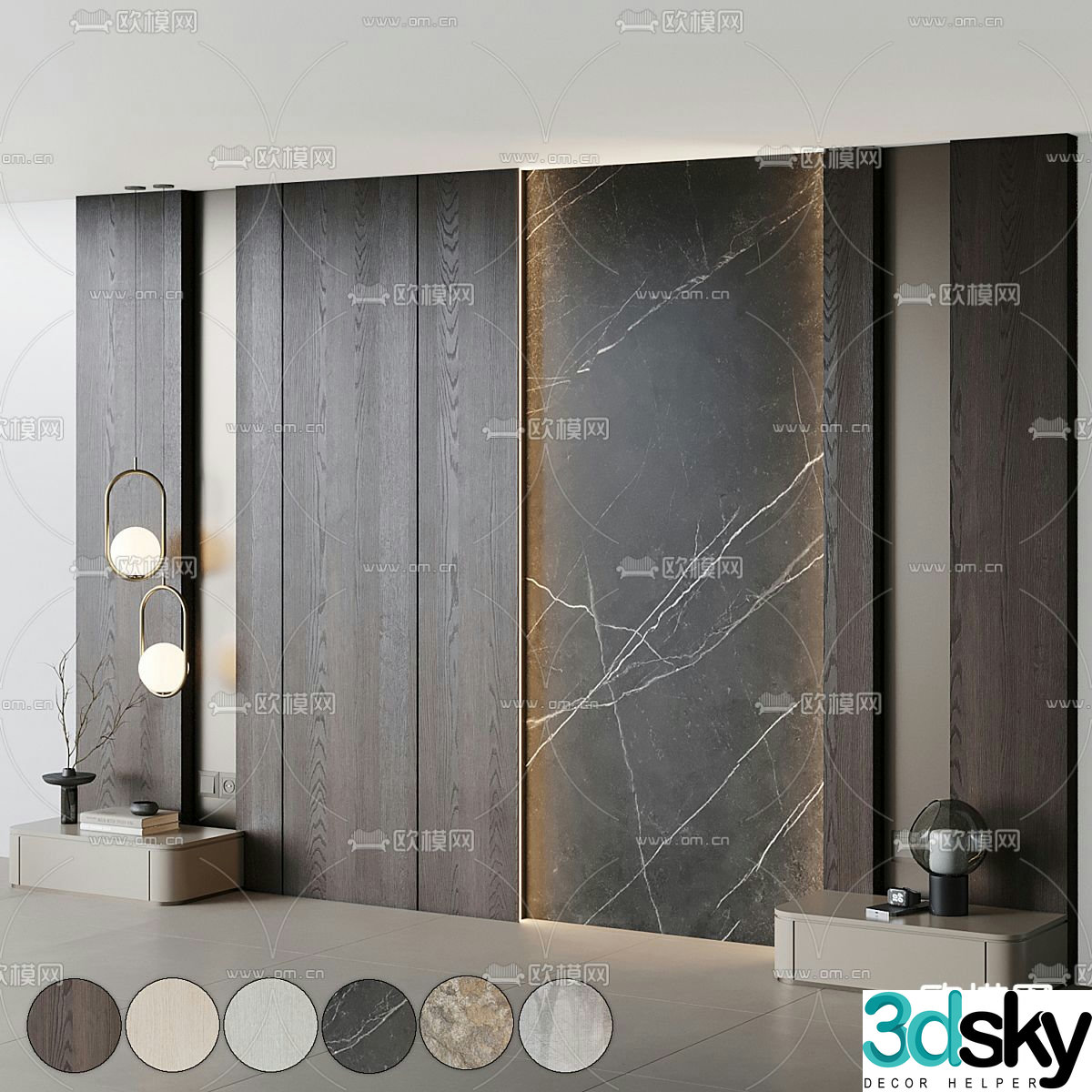 Bedside background background wall 3d model