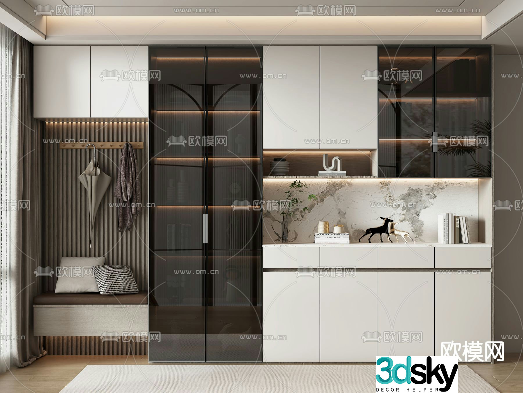 Entrance shoe cabinet wine cabinet 3d model