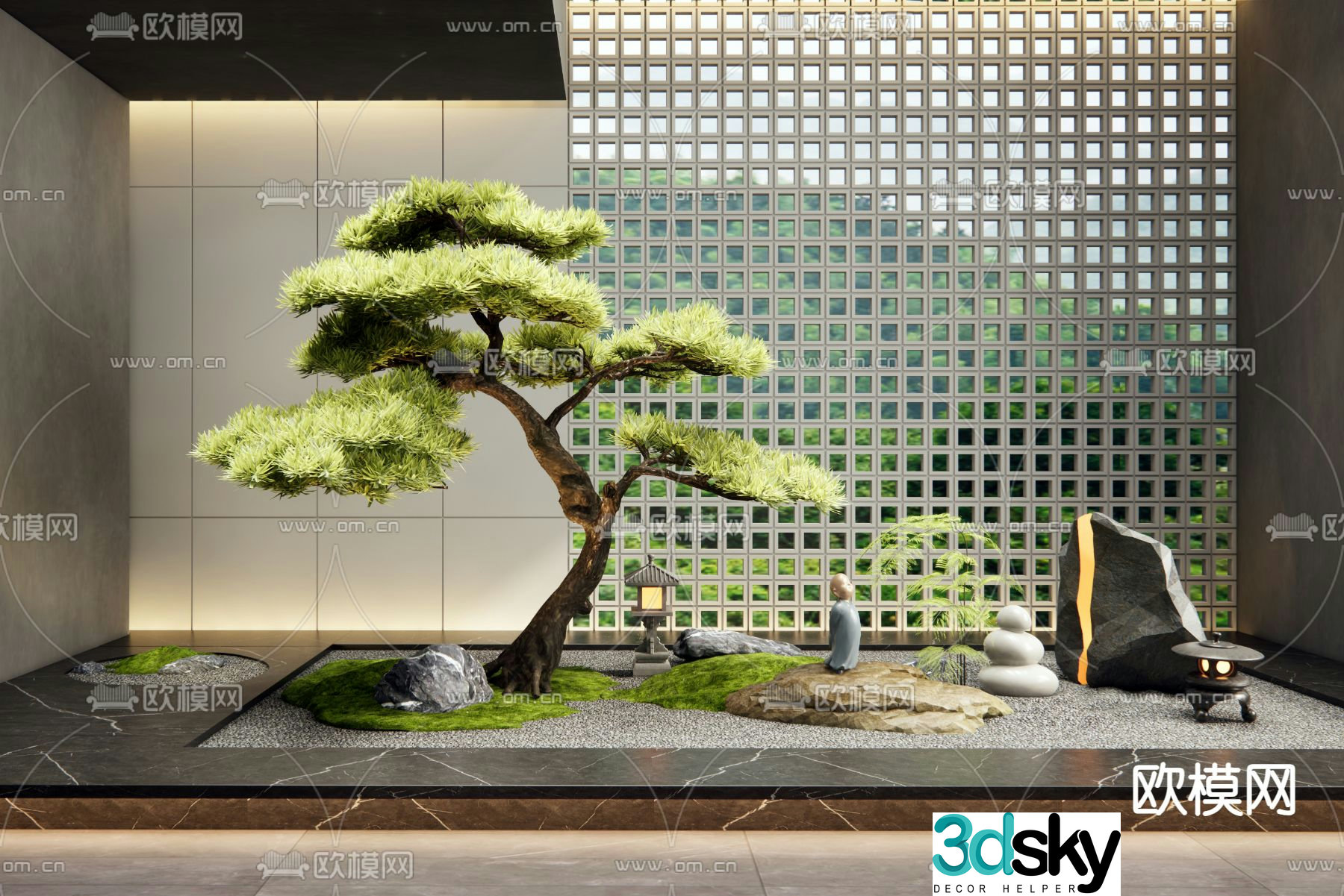 Courtyard landscaping landscape sketch 3D model