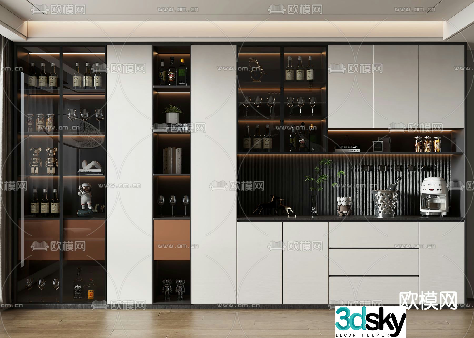 Modern wine cabinet sideboard 3D model