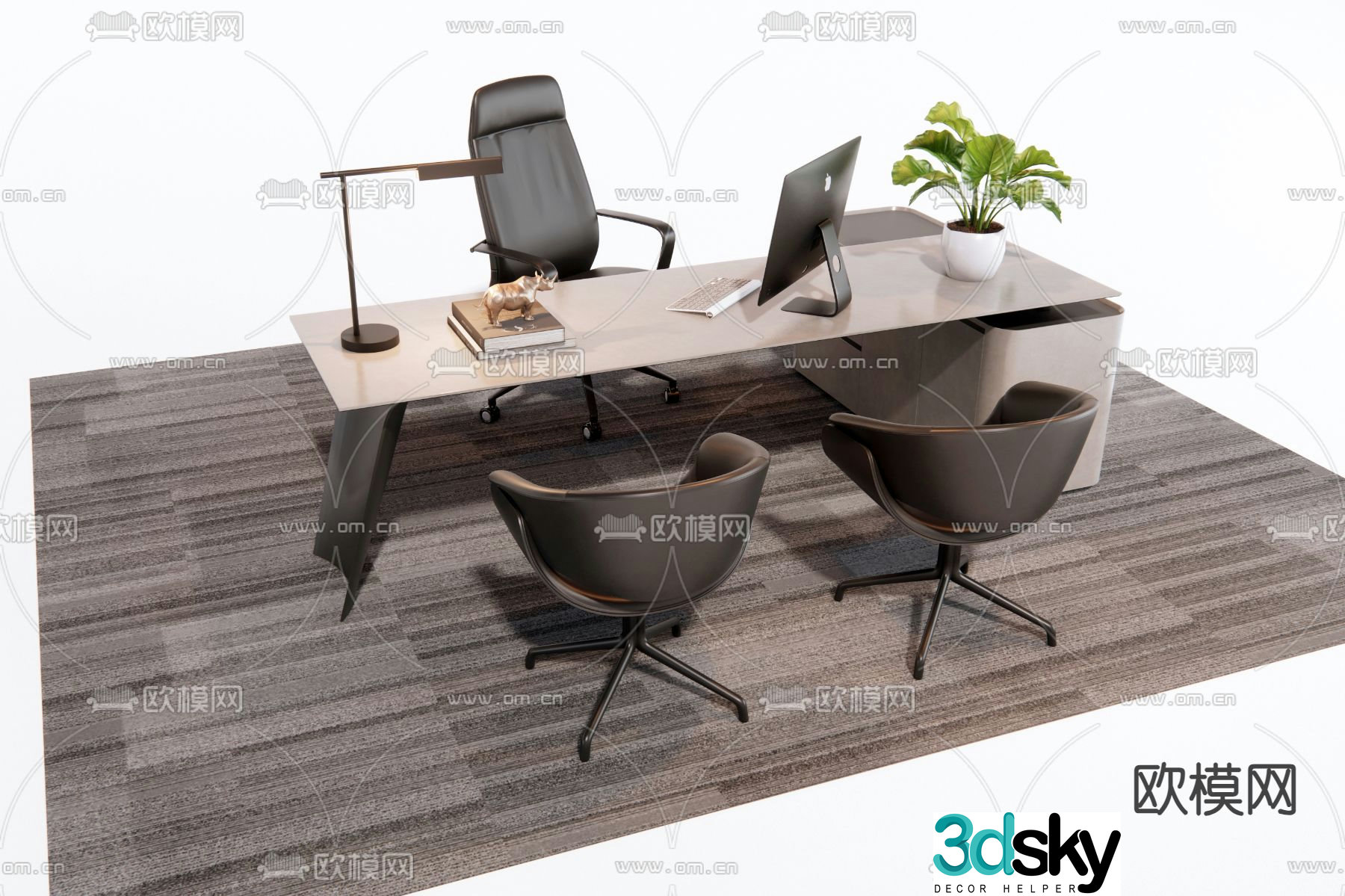 Desk desk desk boss desk 3d model