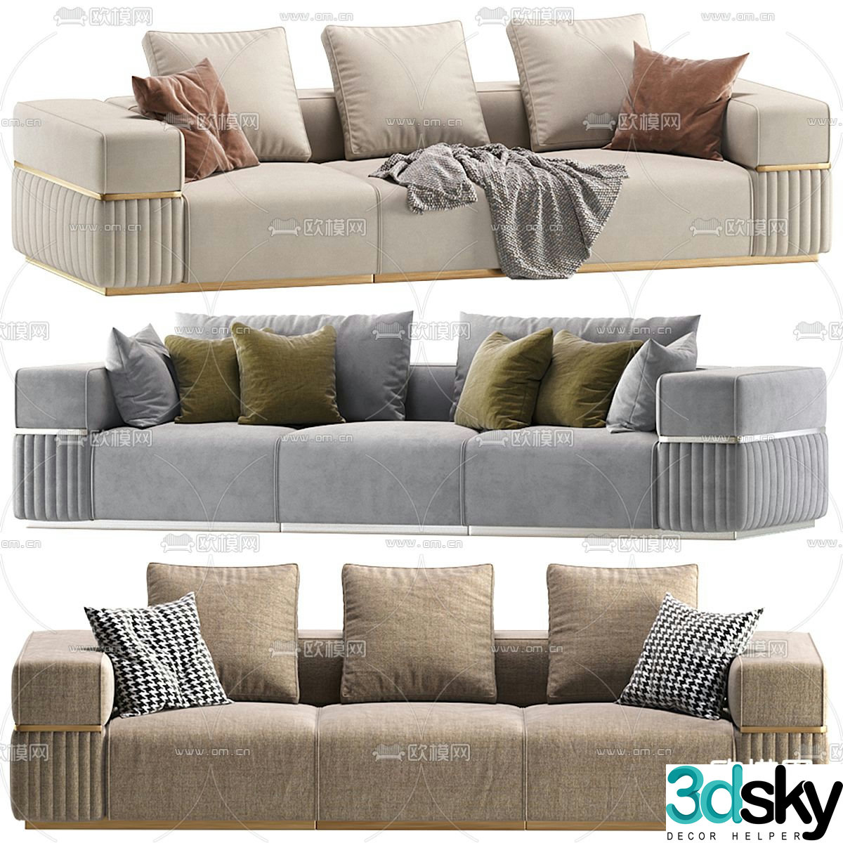Cazarina multi-person sofa three-person sofa 3d model