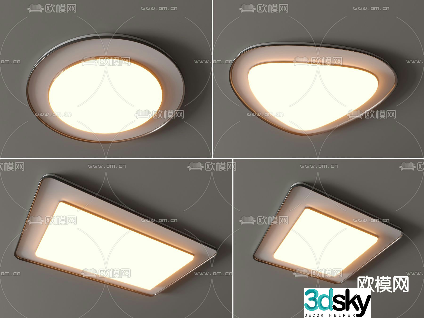 Square ceiling lamp Round ceiling lamp Bedroom lamp 3D model