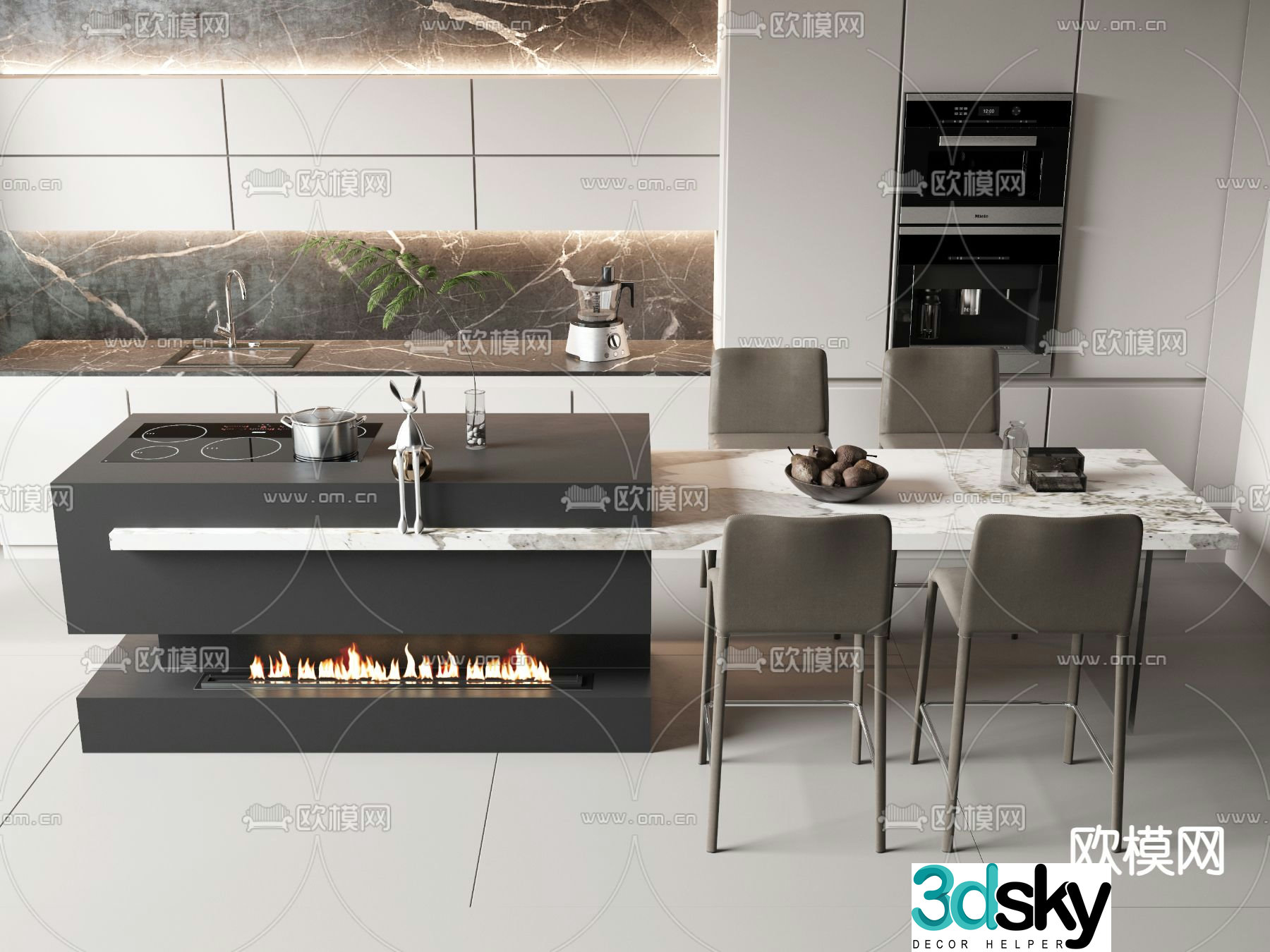 Modern bar island water bar 3D model