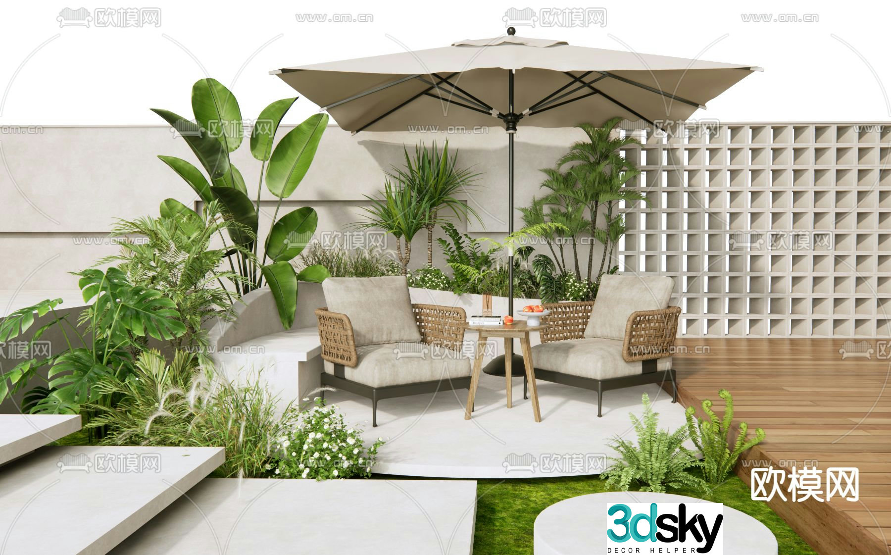 Outdoor chair balcony chair rattan leisure chair 3d model