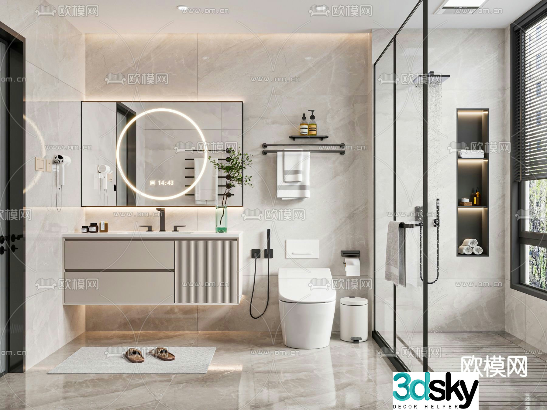 Modern bathroom bathroom toilet 3d model