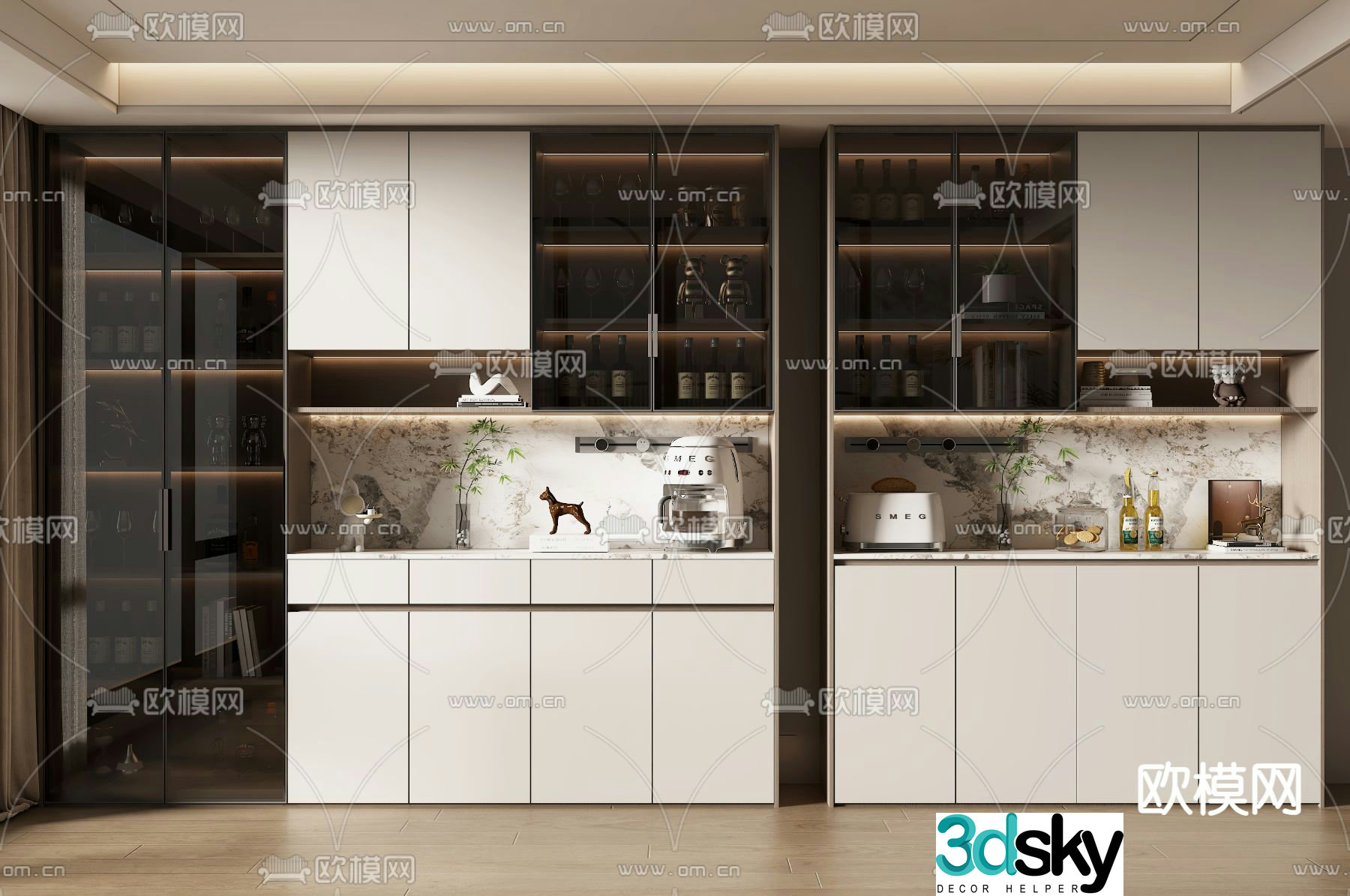 Modern wine cabinet sideboard 3d model