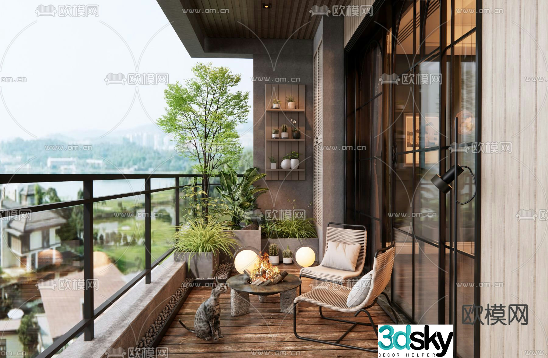 Living balcony Leisure balcony 3d model