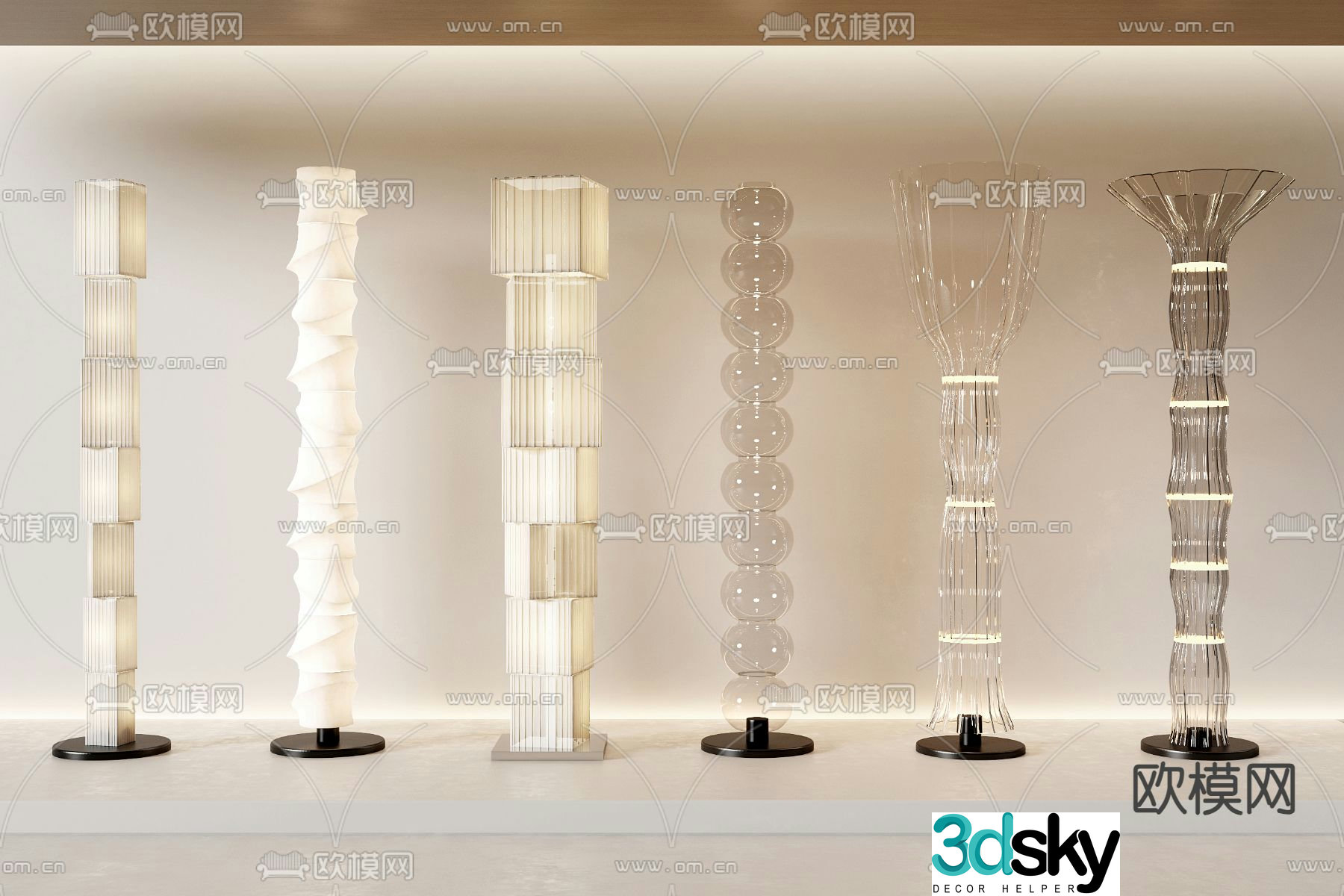 Light luxury floor lamp glass floor lamp 3d model