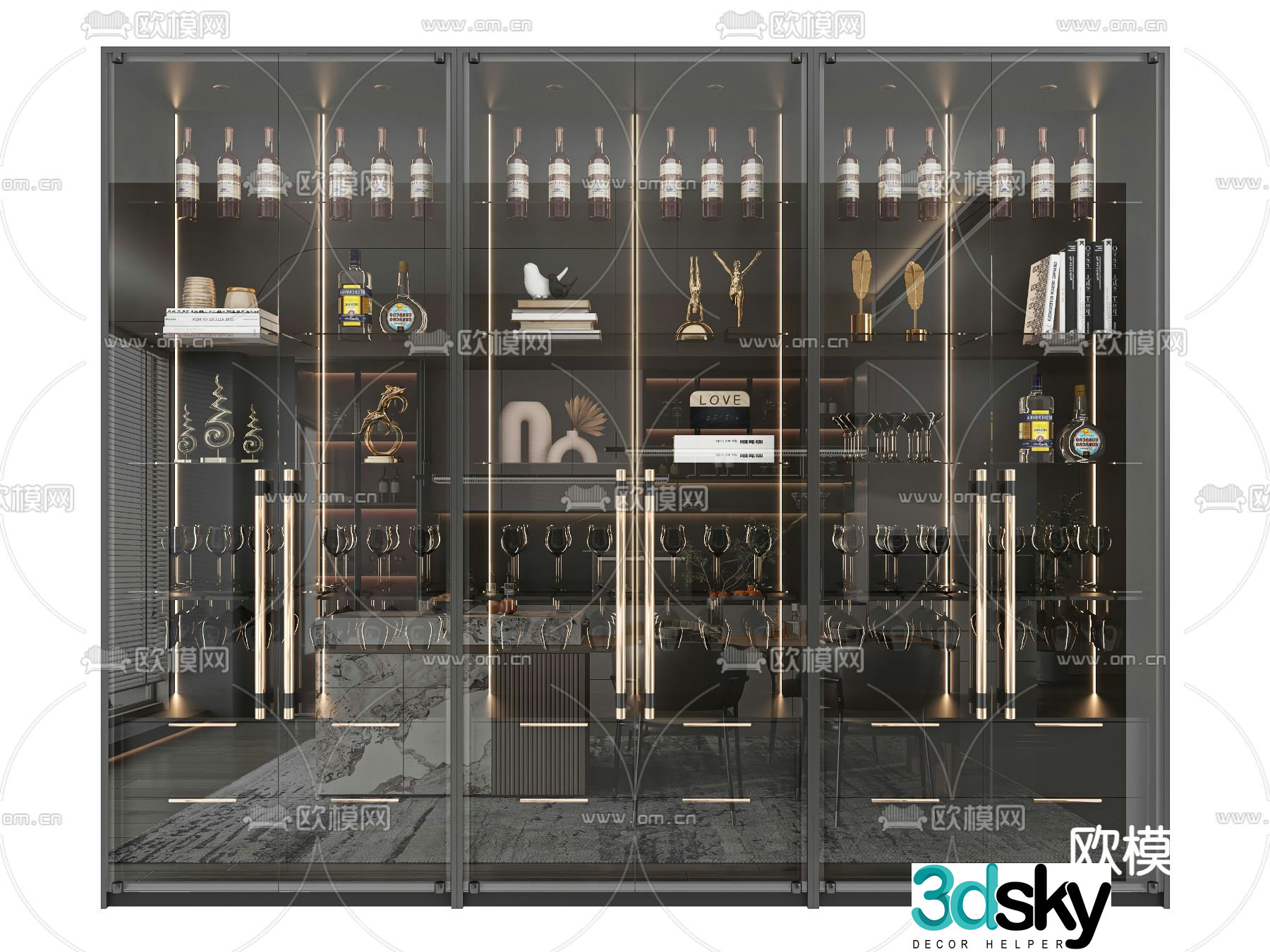 Glass wine cabinet 3d model