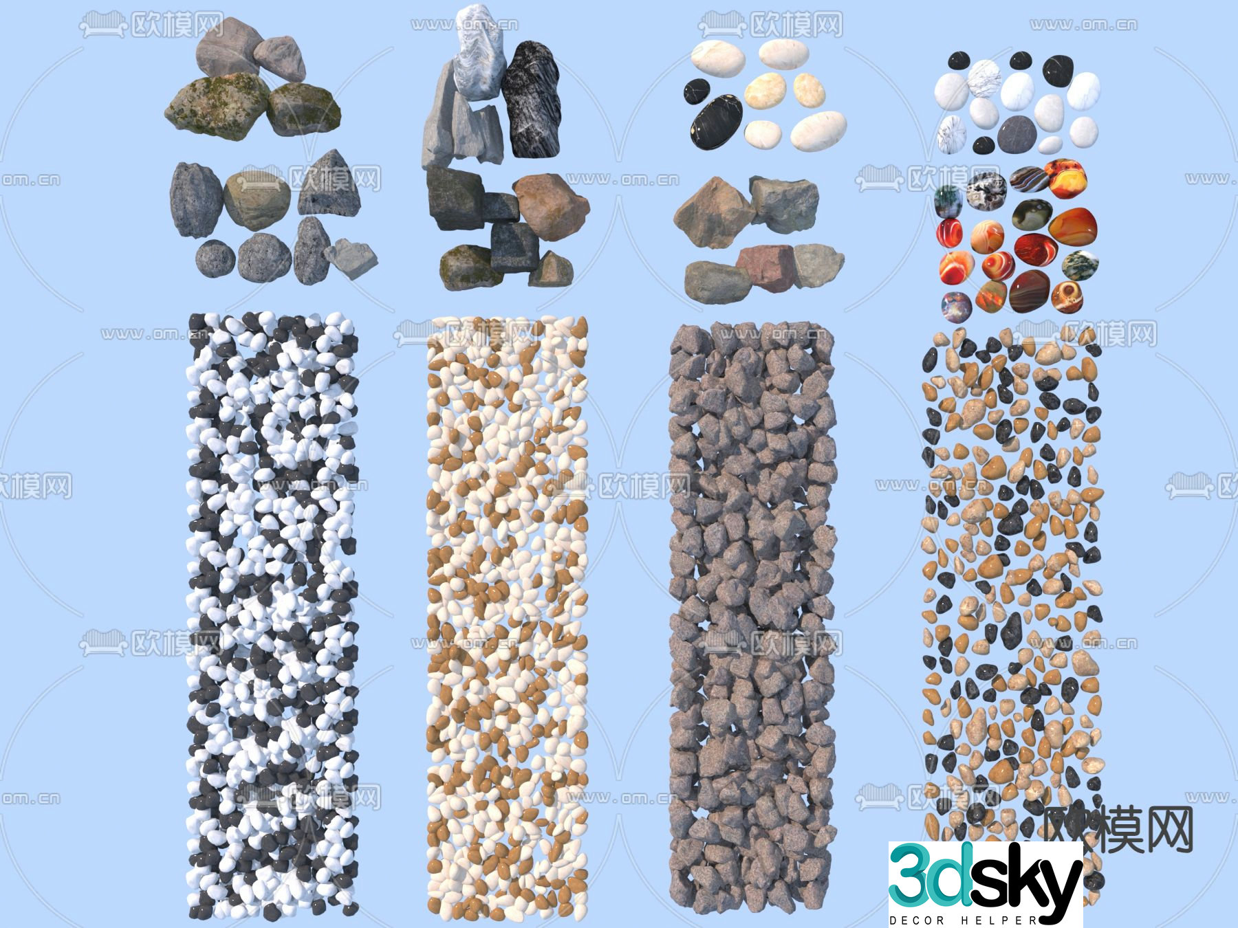 cobblestone stone landscape stone 3d model
