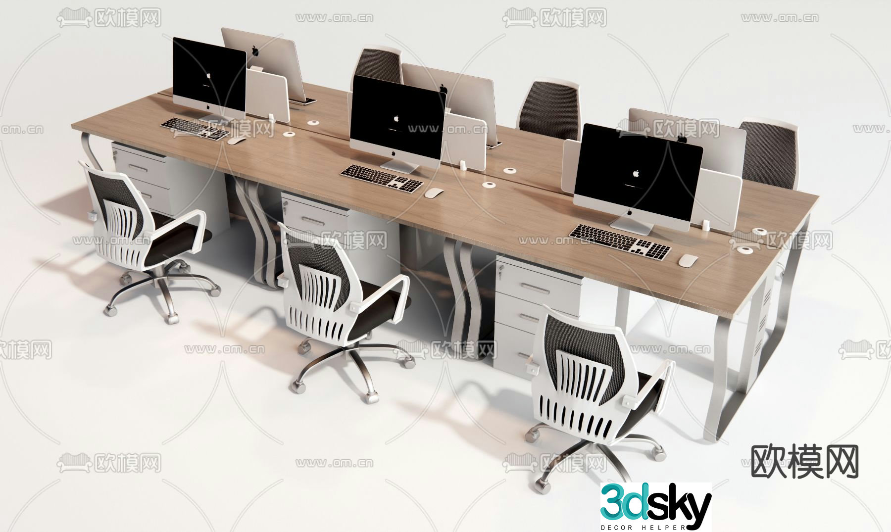 Card space desk work station post 3d model