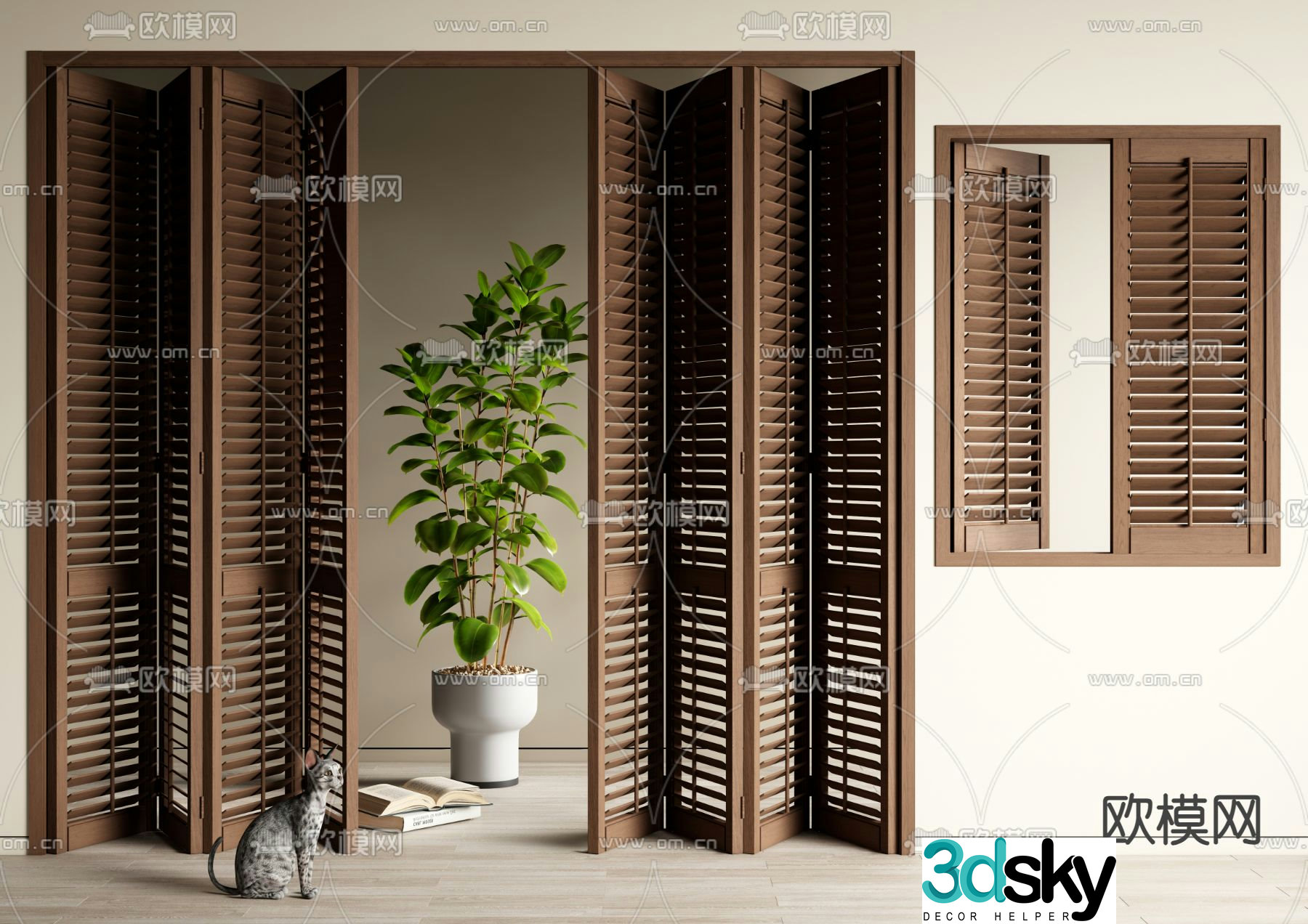 Medieval style shutters folding windows folding doors grille doors 3D model