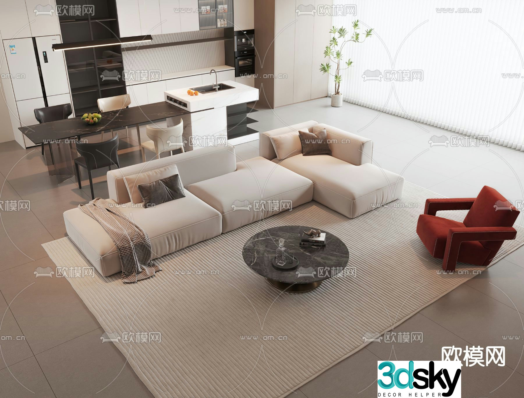 Modern sectional sofa 3d model