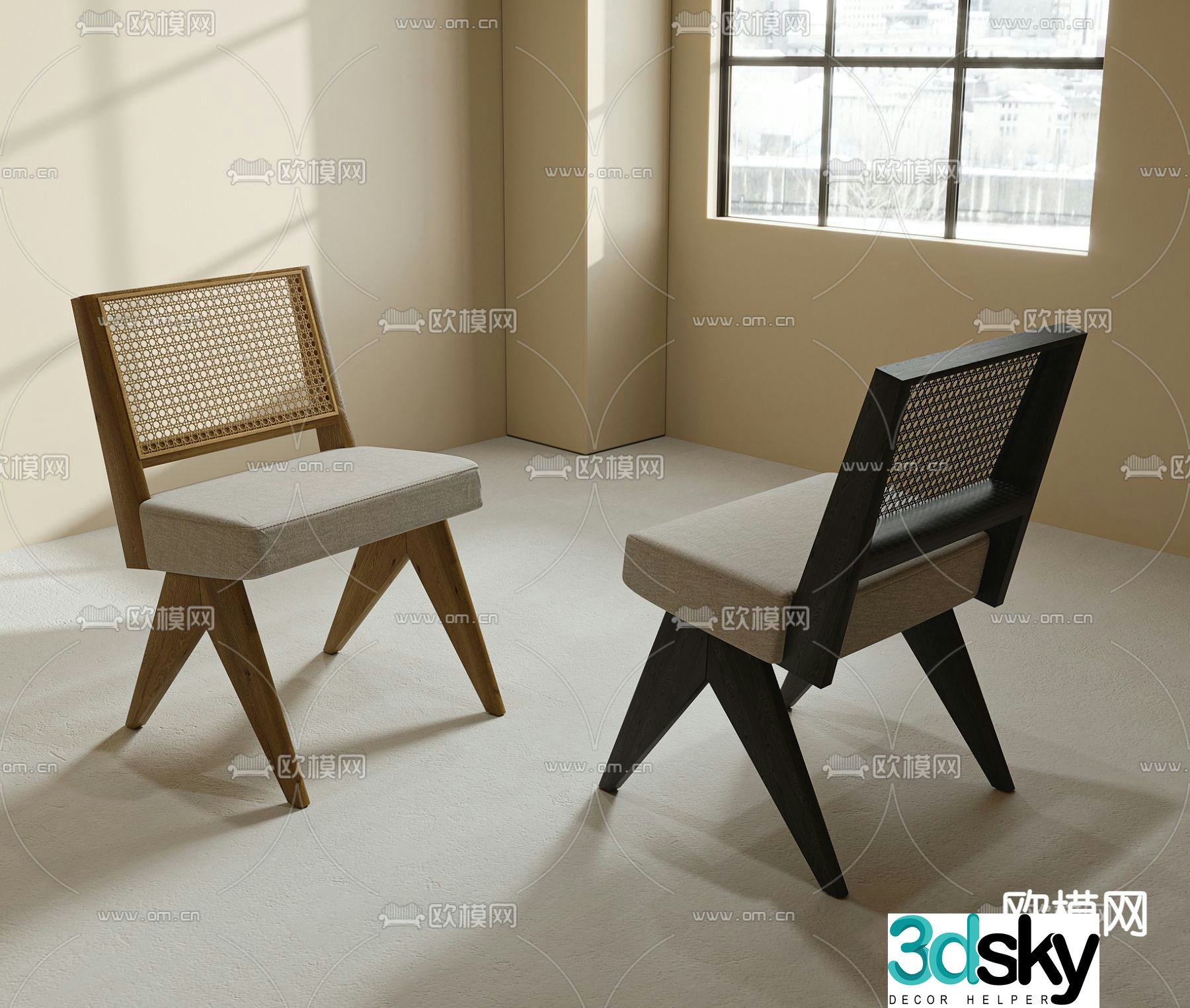 rattan chair dining chair 3d model