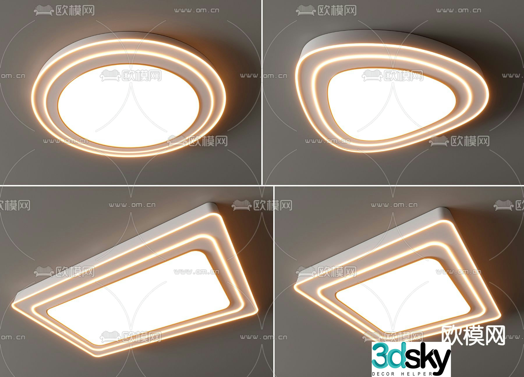 Square ceiling lamp Round ceiling lamp 3d model