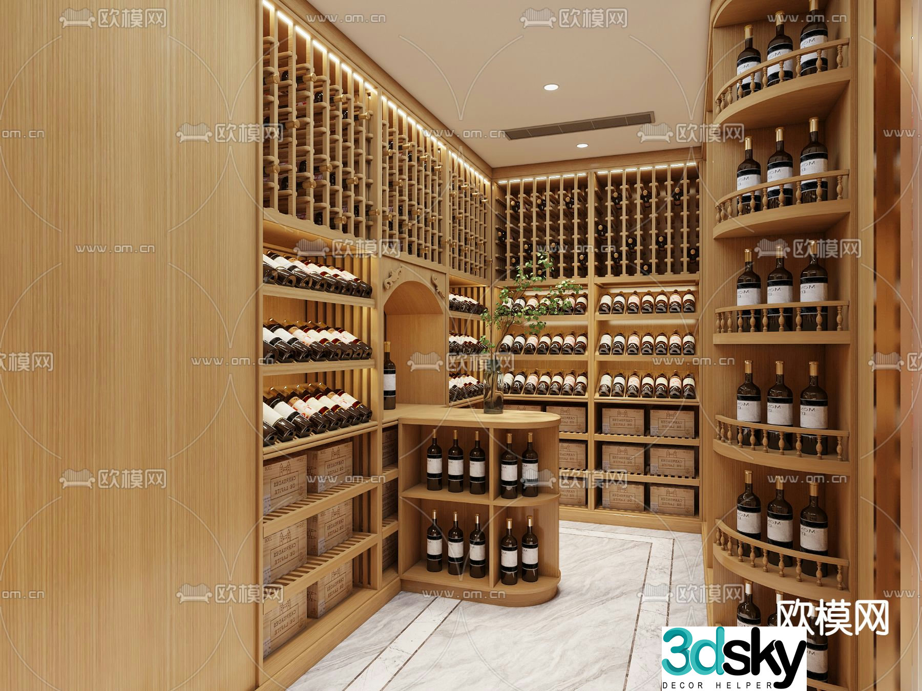 Red wine cellar refrigerator constant temperature room 3D model