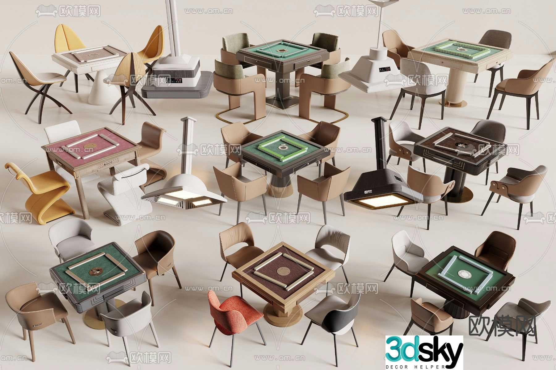 Mahjong table chess table 3d model