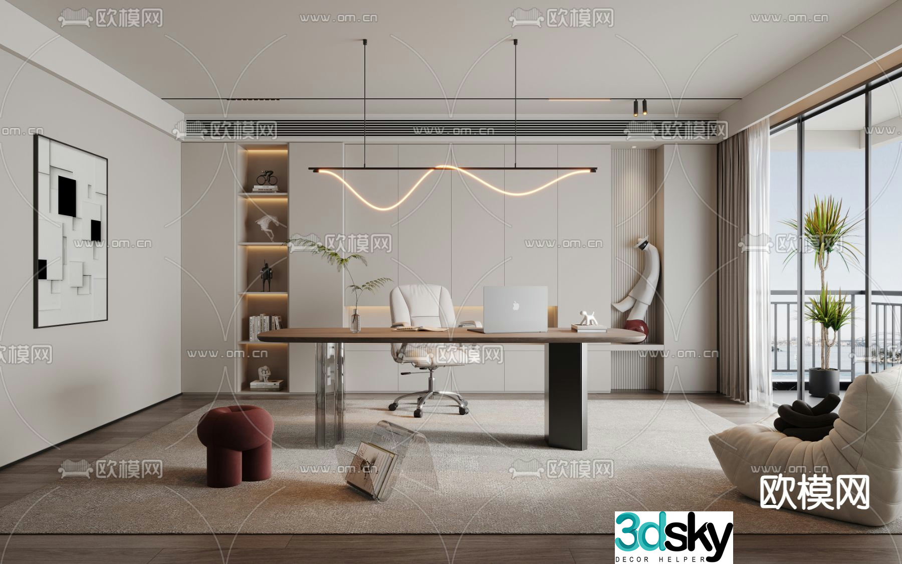Modern study 3d model