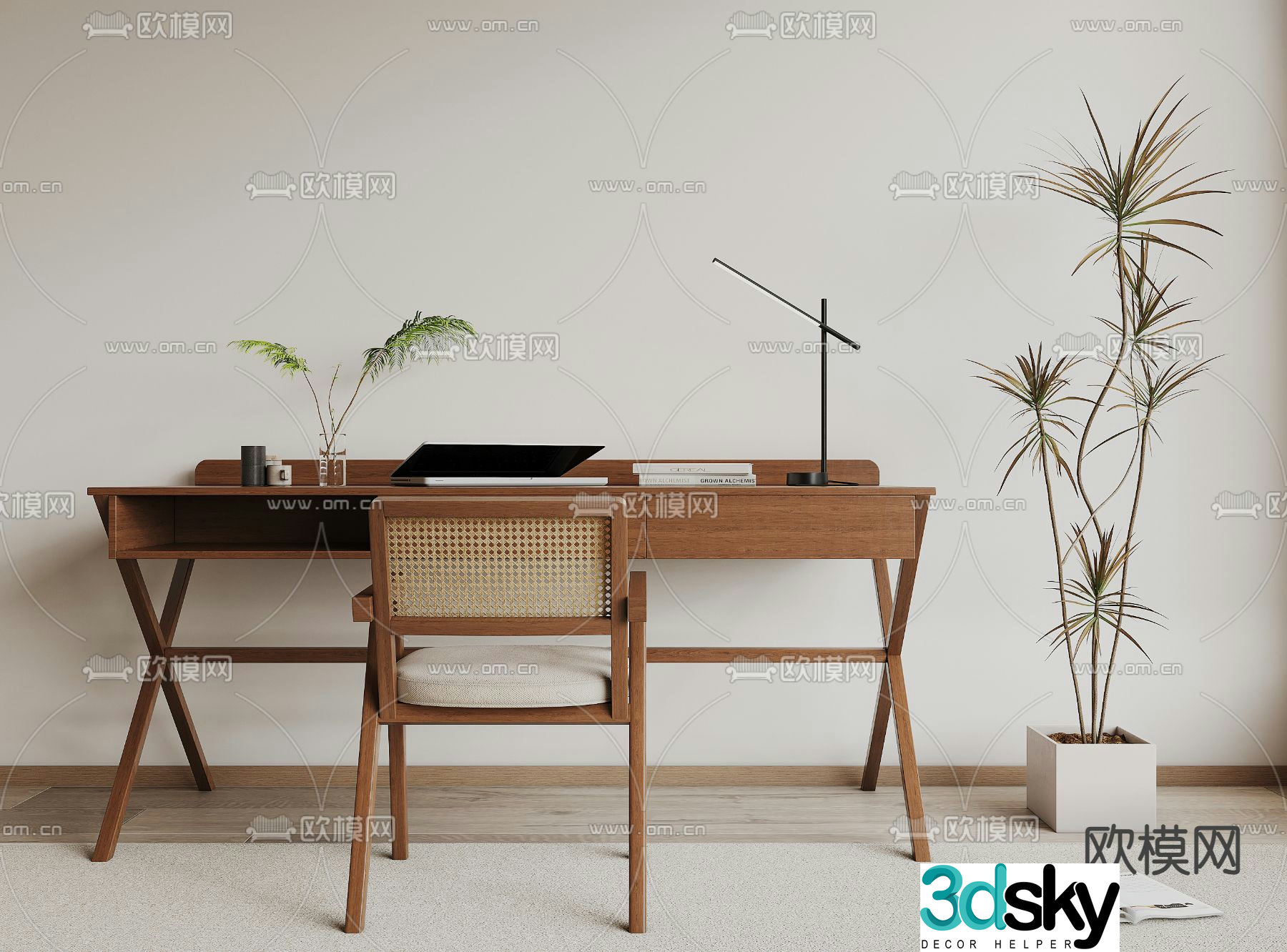 wabi-sabi desk computer desk study desk 3d model