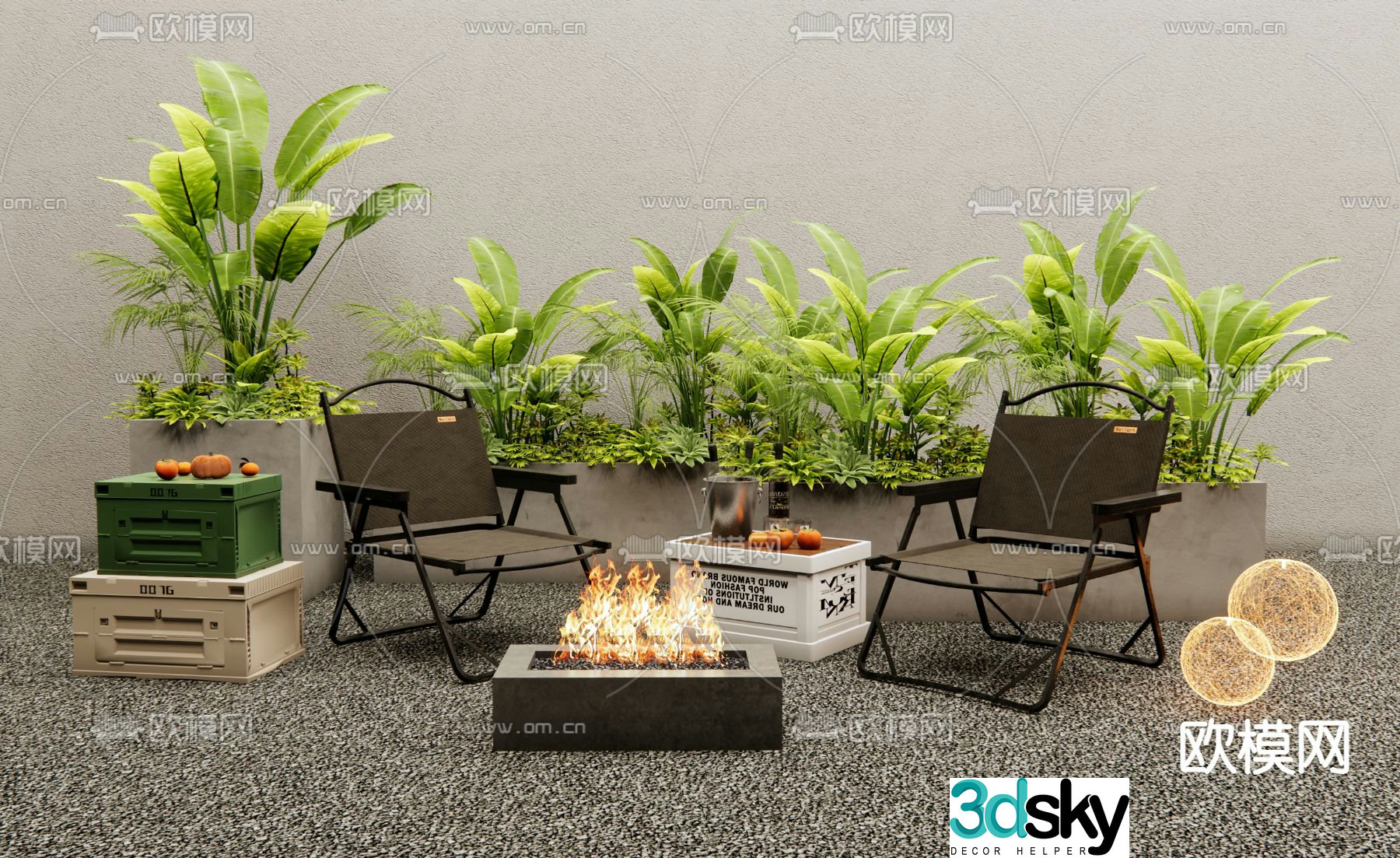 Outdoor chair folding chair 3d model