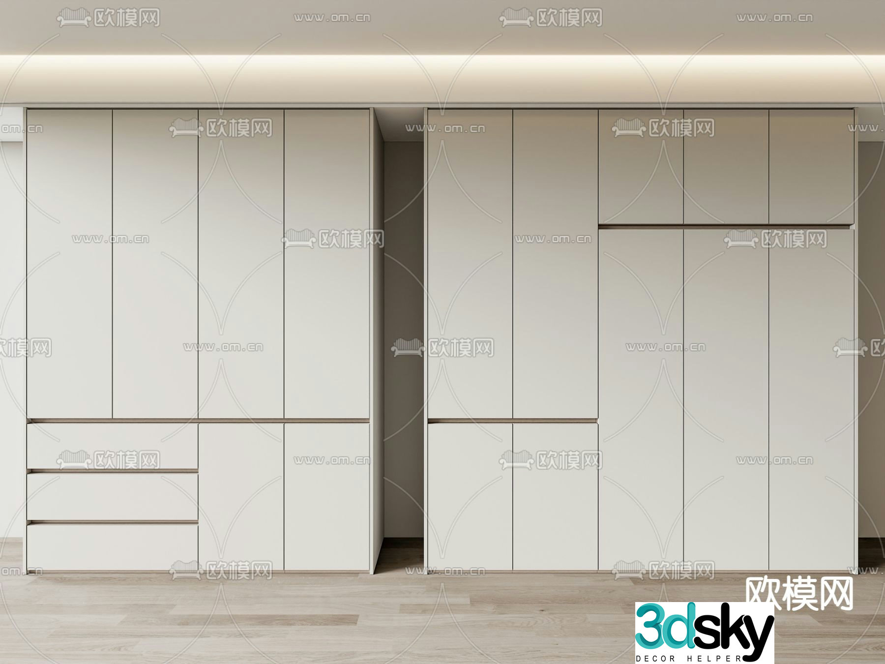 Cream style wardrobe wardrobe 3d model