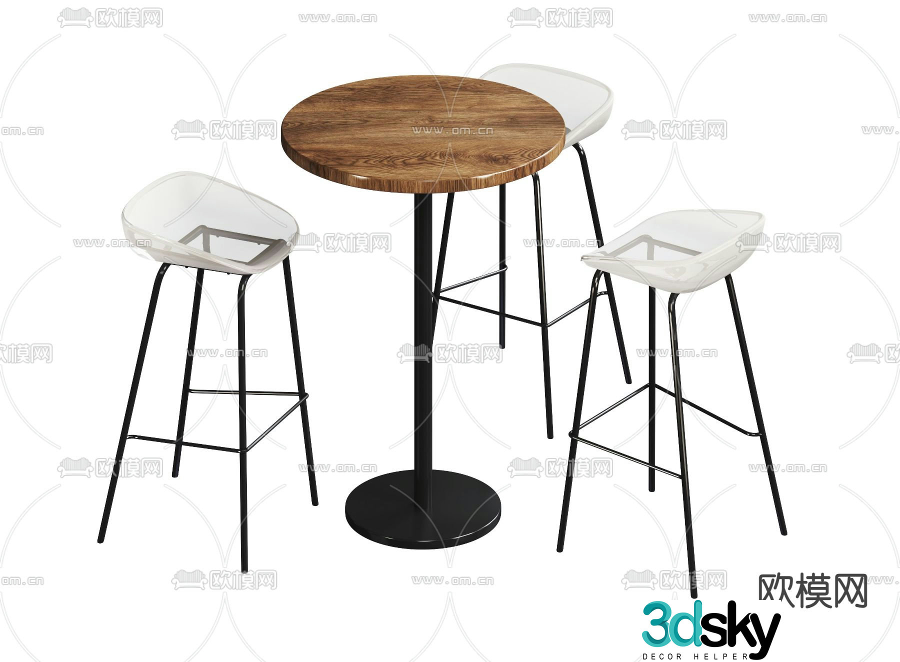 Leisure tables and chairs bar chairs small round table 3D model