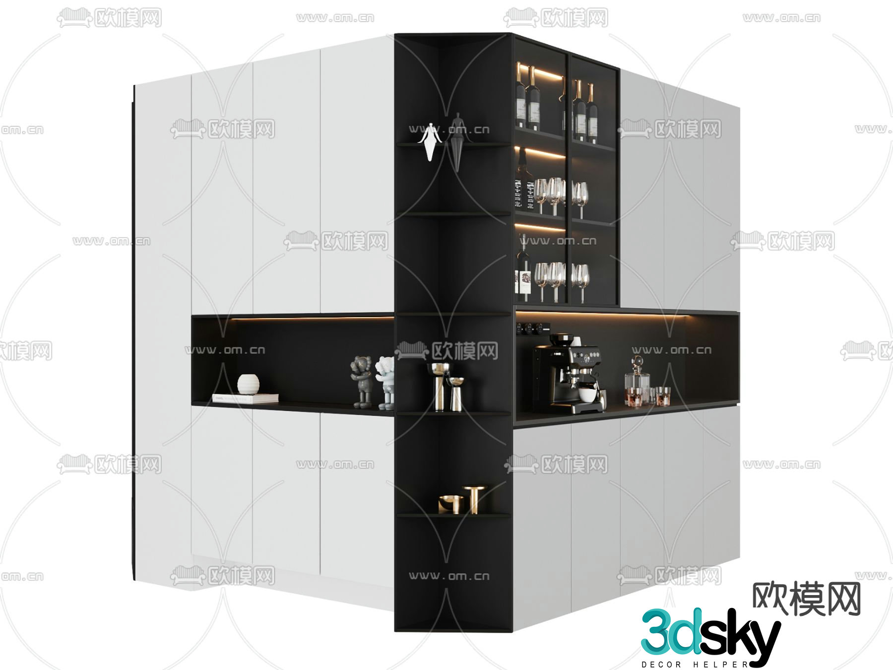 Corner wine cabinet shoe cabinet 3d model