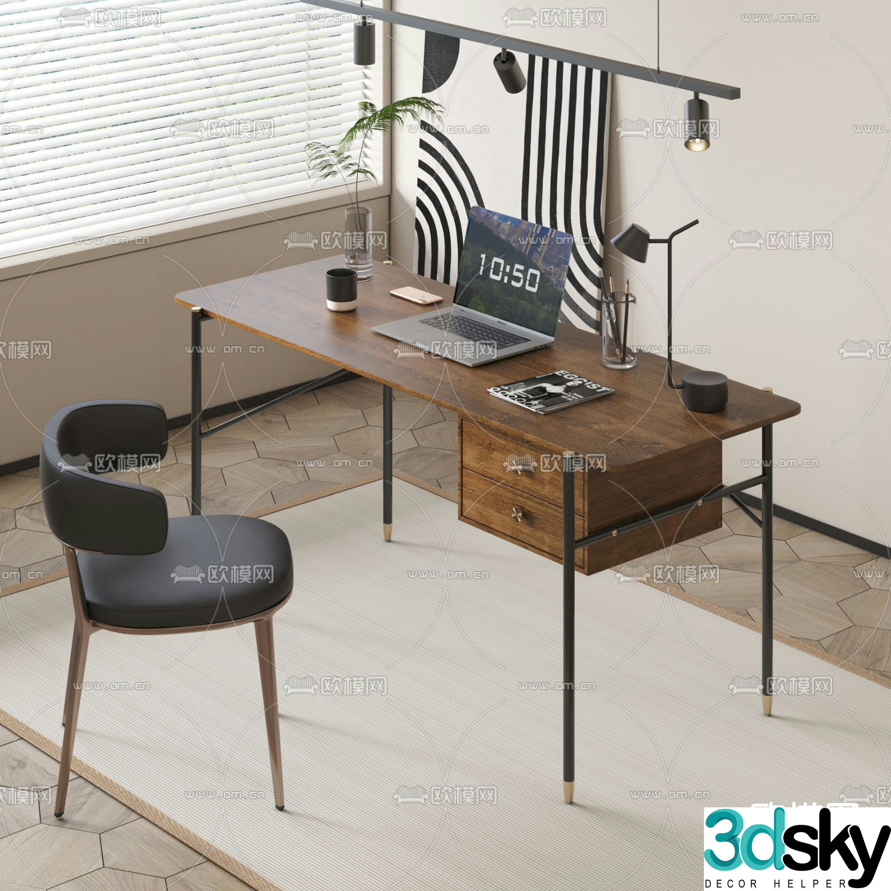 Desk Computer desk Learning desk 3D model