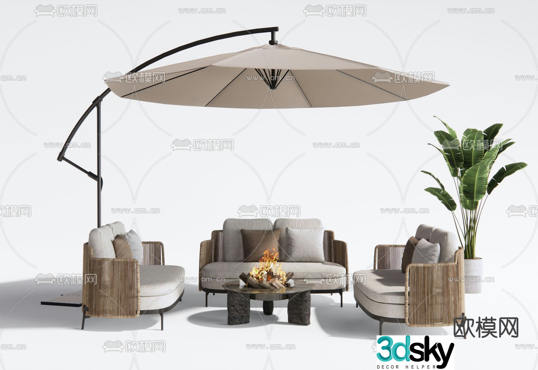 Solaria outdoor sofa modular sofa 3d model