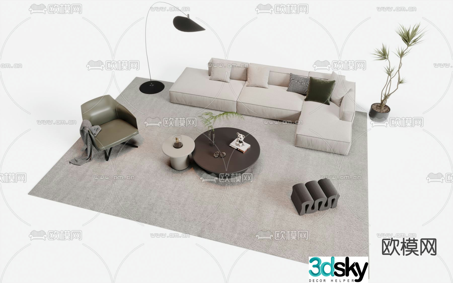 Sectional sofa corner sofa 3d model