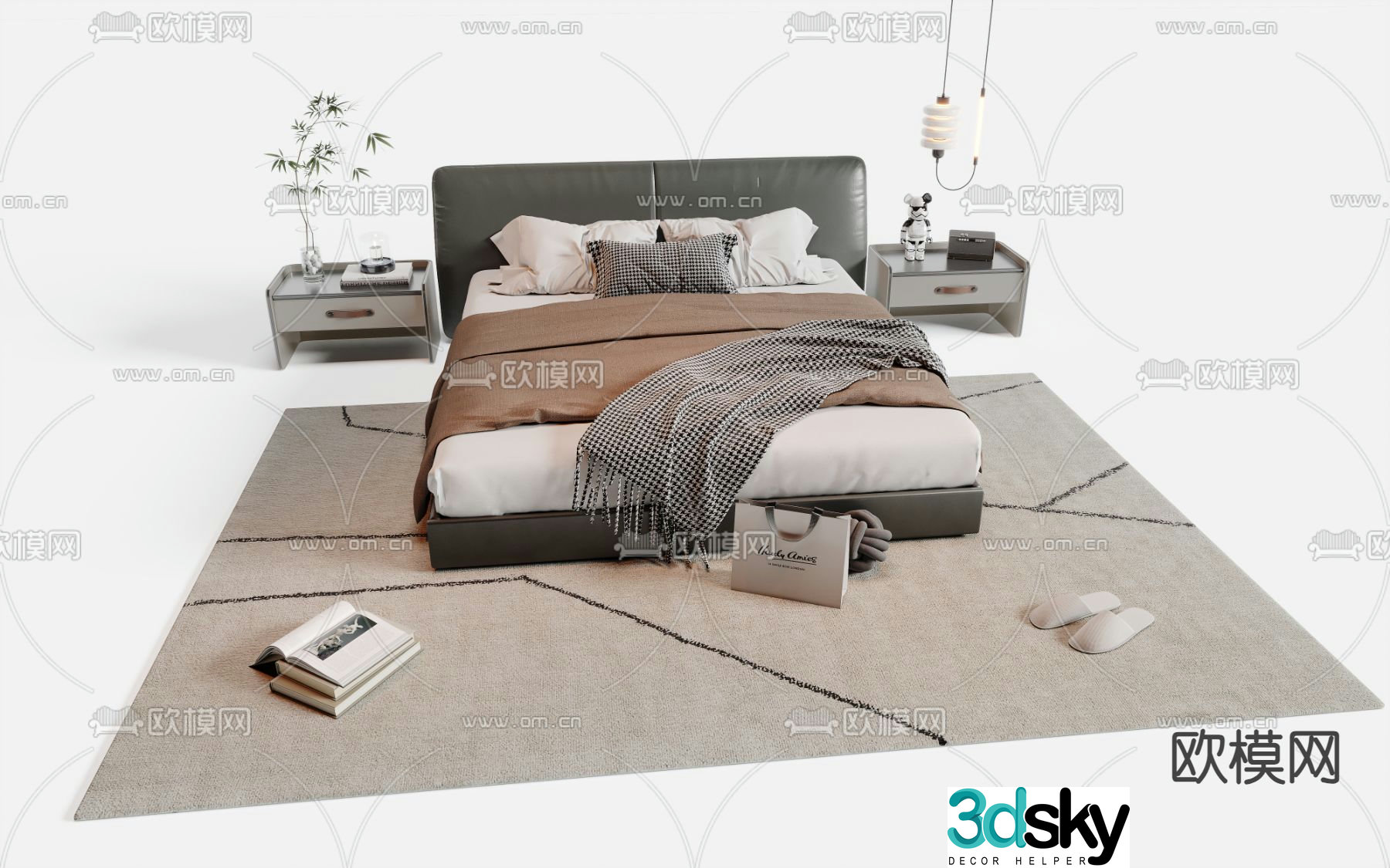 Modern double bed 3d model