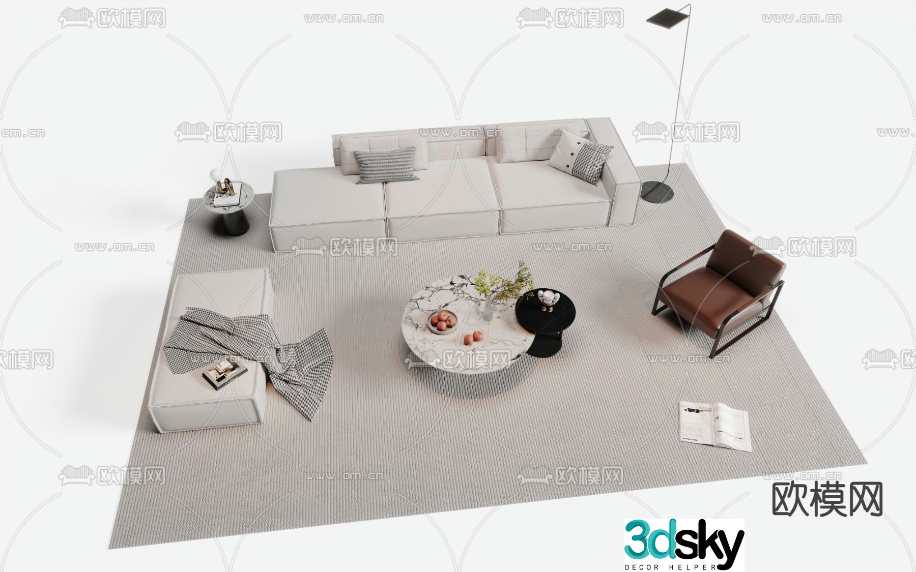 Modern modular sofa upholstered sofa 3d model